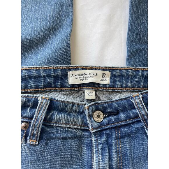 Abercrombie & Fitch The 90's Relaxed High Rise Jeans Curve Love Sz 30L 30 - Picture 2 of 8
